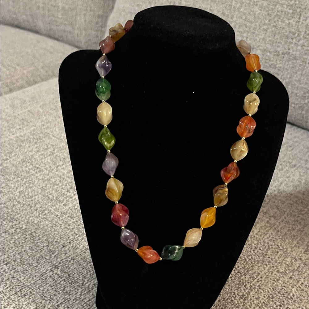 Multicolor Faux Gemstone Beaded Necklace‎